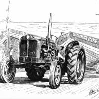 Fordson 'Major' with Crab Boats at Cromer, Norfolk