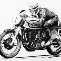 Geoff Duke riding a Manx Norton