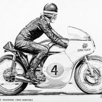 Mike Hailwood riding a 1960 Manx Norton