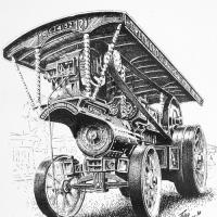 1912 Burrell showmans engine 'Star' As seen, in restored condition in 1994. In its original colours of 'T. Pettigrove'
