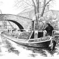Canal boat 'Rosie' in the colours of 'Fellows, Morton & Clayton' at Hillmorton Wharf