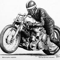 World record breaker 'George Brown' riding the supercharged 'Vincent' powered 'Super Nero'